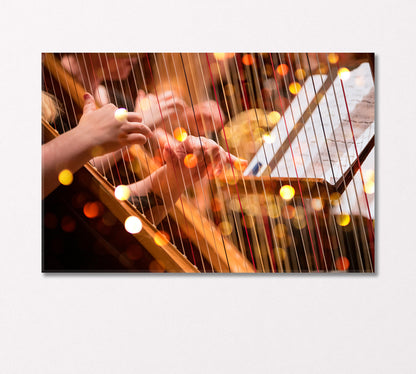 Playing the Harp Close Up Canvas Print-Canvas Print-CetArt-1 Panel-24x16 inches-CetArt