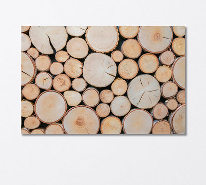 Round Wood Logs Close Up Canvas Print-Canvas Print-CetArt-1 Panel-24x16 inches-CetArt