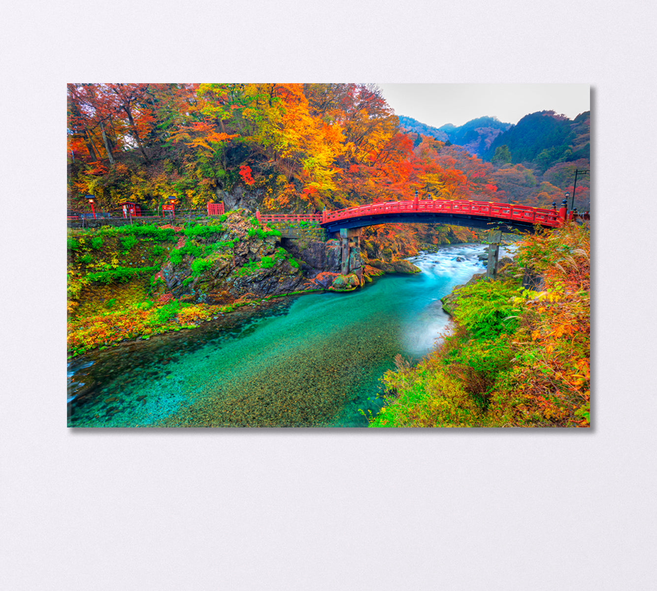 Shinkyo Bridge in Autumn Season Japan Canvas Print-Canvas Print-CetArt-1 Panel-24x16 inches-CetArt