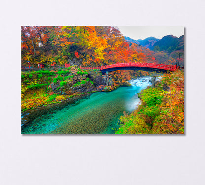 Shinkyo Bridge in Autumn Season Japan Canvas Print-Canvas Print-CetArt-1 Panel-24x16 inches-CetArt