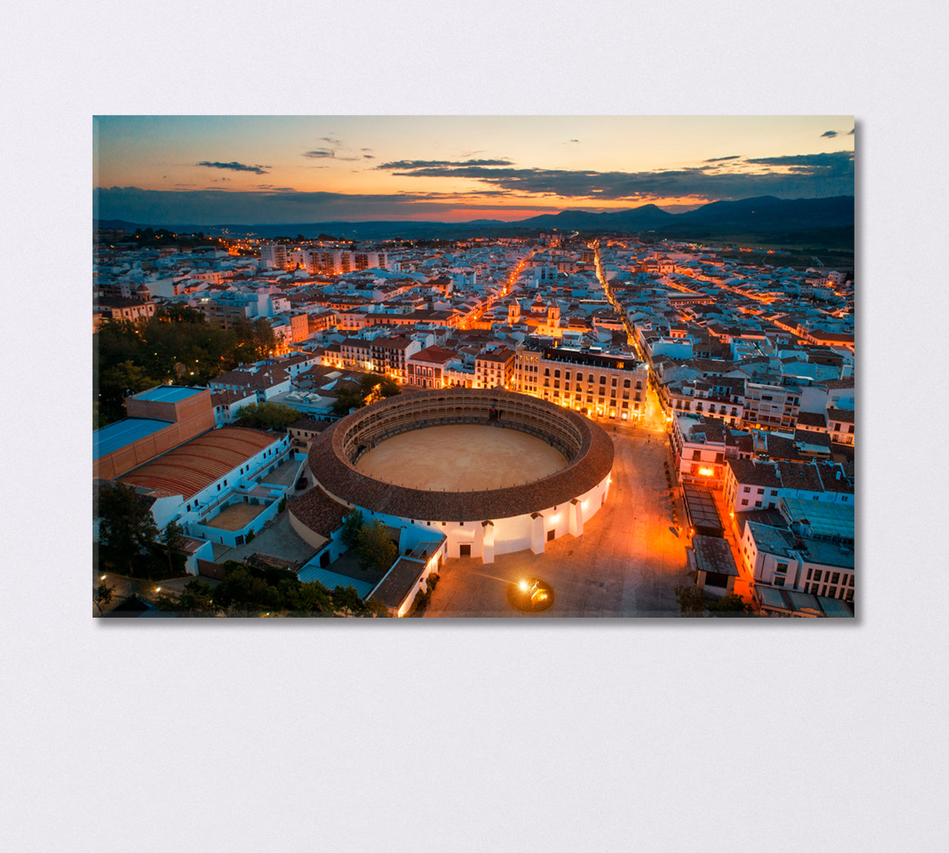 Plaza De Toros De Ronda Aerial View at Night Spain Canvas Print-Canvas Print-CetArt-1 Panel-24x16 inches-CetArt