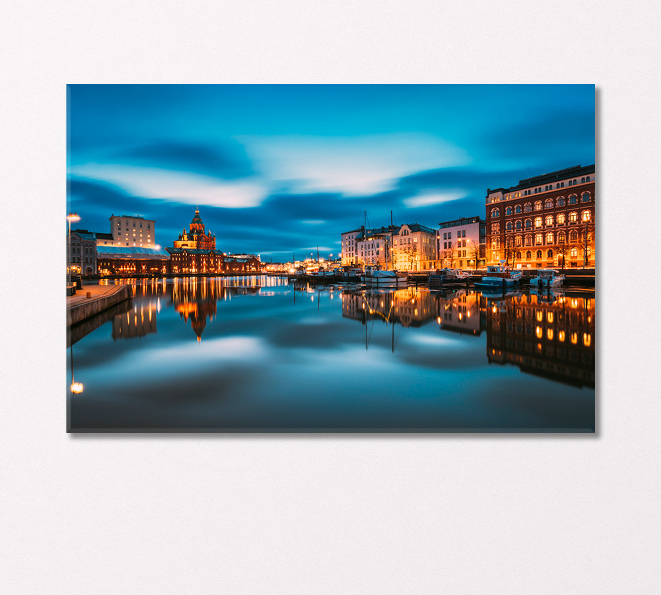 Night Panorama of Helsinki City Finland Canvas Print-Canvas Print-CetArt-1 Panel-24x16 inches-CetArt