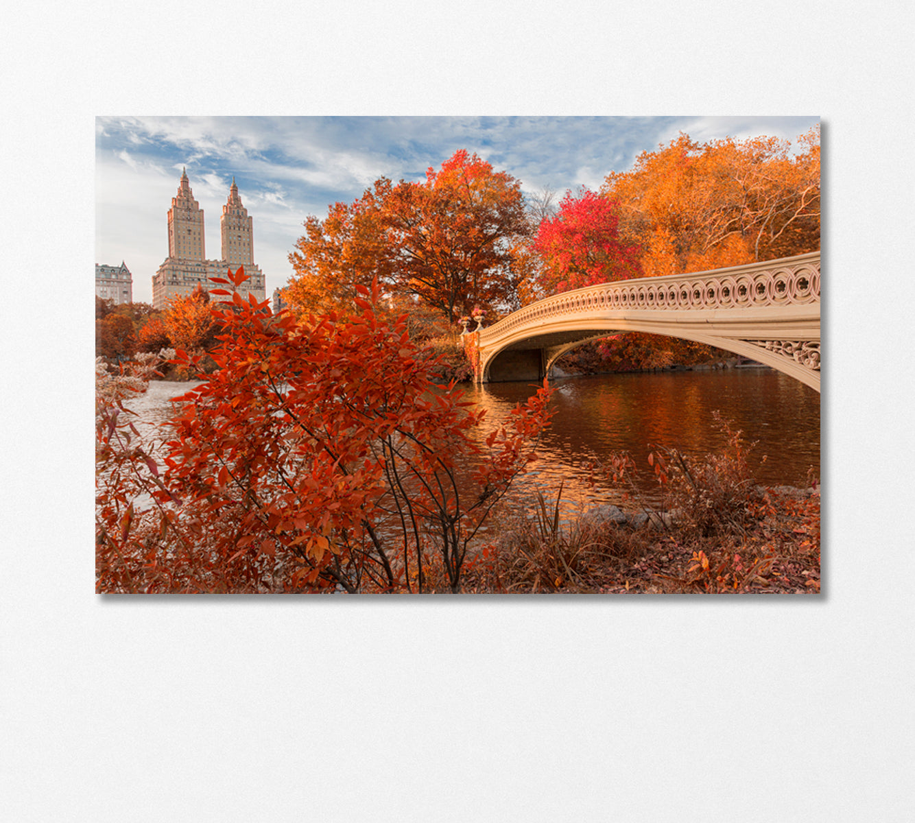 Bow Bridge in Central Park in Autumn NY Canvas Print-Canvas Print-CetArt-1 Panel-24x16 inches-CetArt