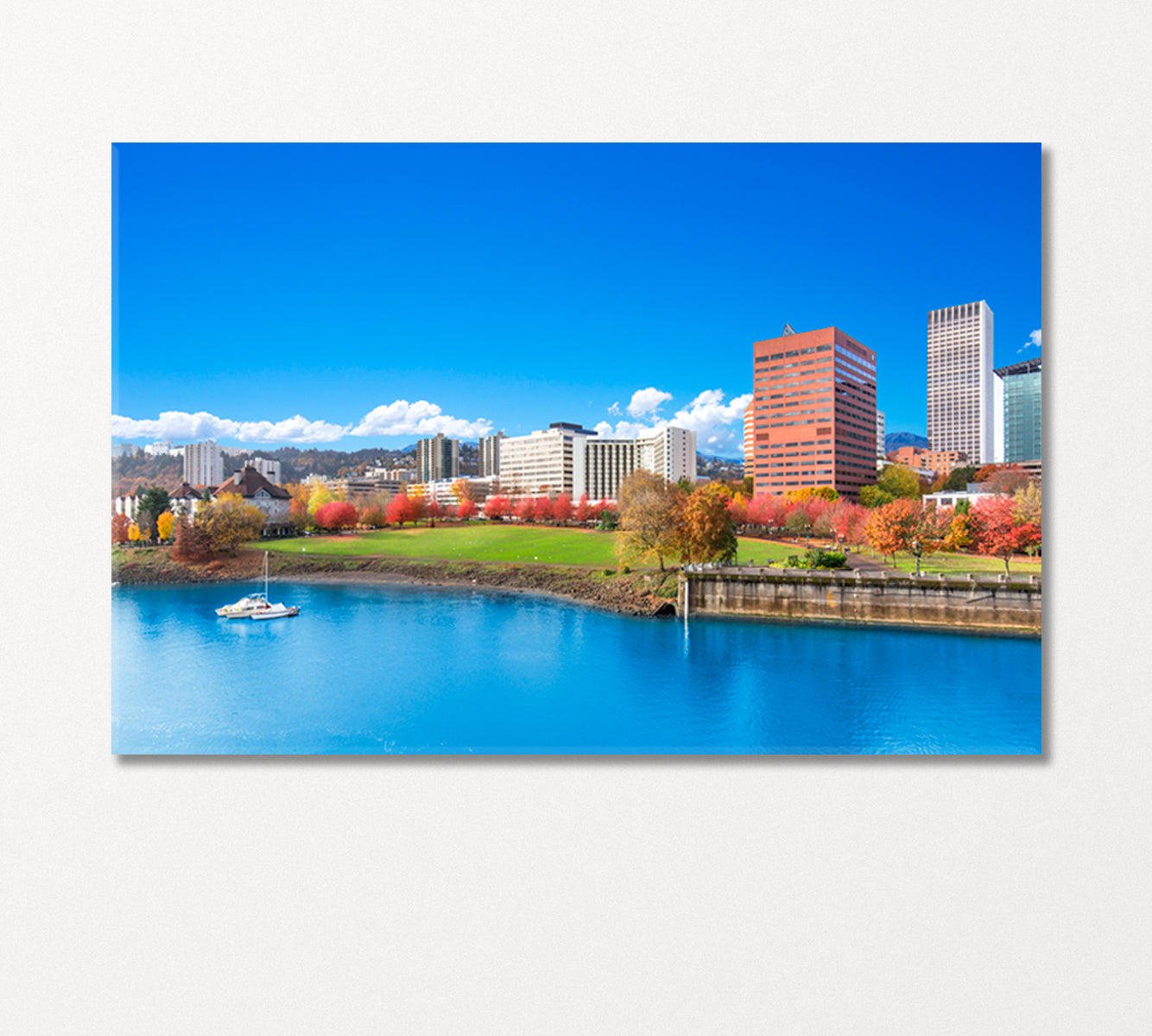 Portland Cityscape with Willamette River Canvas Print-Canvas Print-CetArt-1 Panel-24x16 inches-CetArt