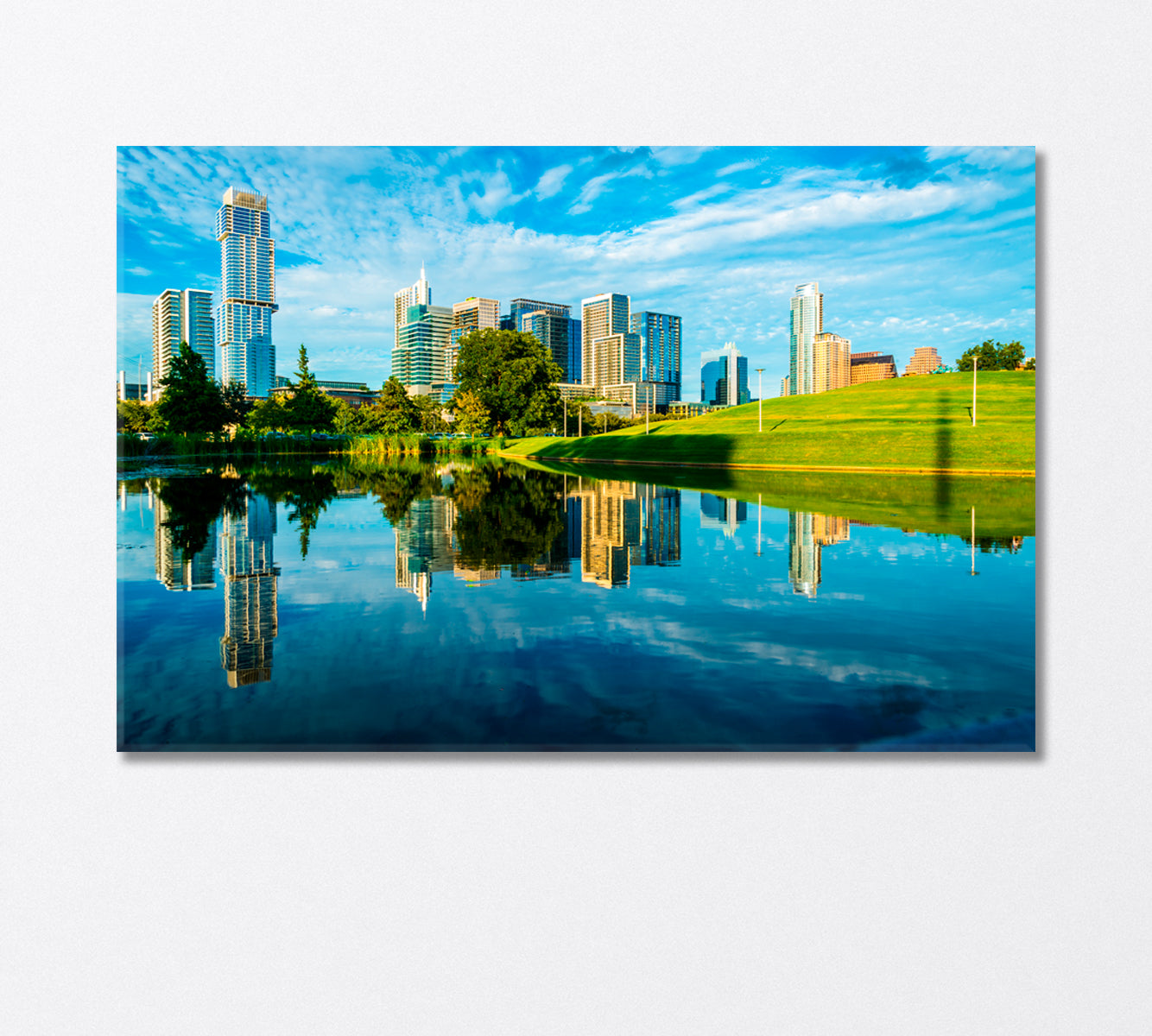 Austin Reflection in Mirror Clear Pond Canvas Print-Canvas Print-CetArt-1 Panel-24x16 inches-CetArt