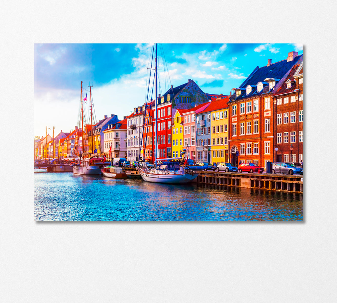 Nyhavn Pier with Colored Buildings and Ships Denmark Canvas Print-Canvas Print-CetArt-1 Panel-24x16 inches-CetArt