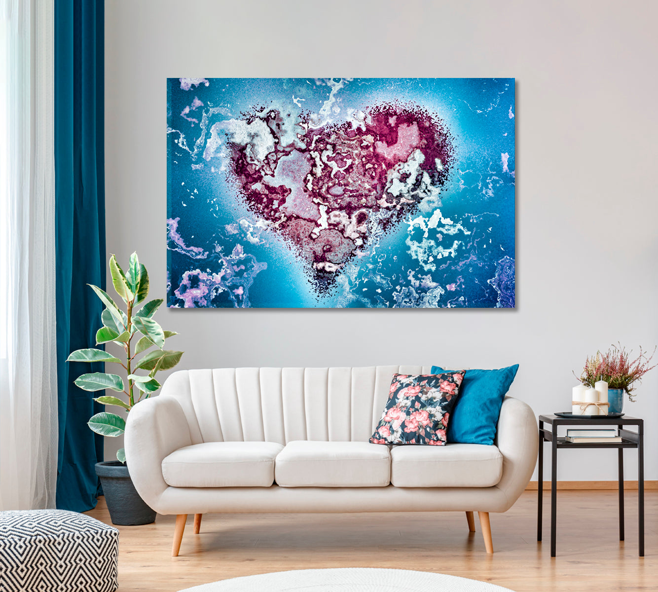 Abstract Purple Marble Heart Canvas Print-Canvas Print-CetArt-1 Panel-24x16 inches-CetArt