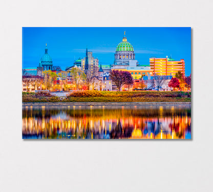 Harrisburg City on Susquehanna River USA Canvas Print-Canvas Print-CetArt-1 Panel-24x16 inches-CetArt