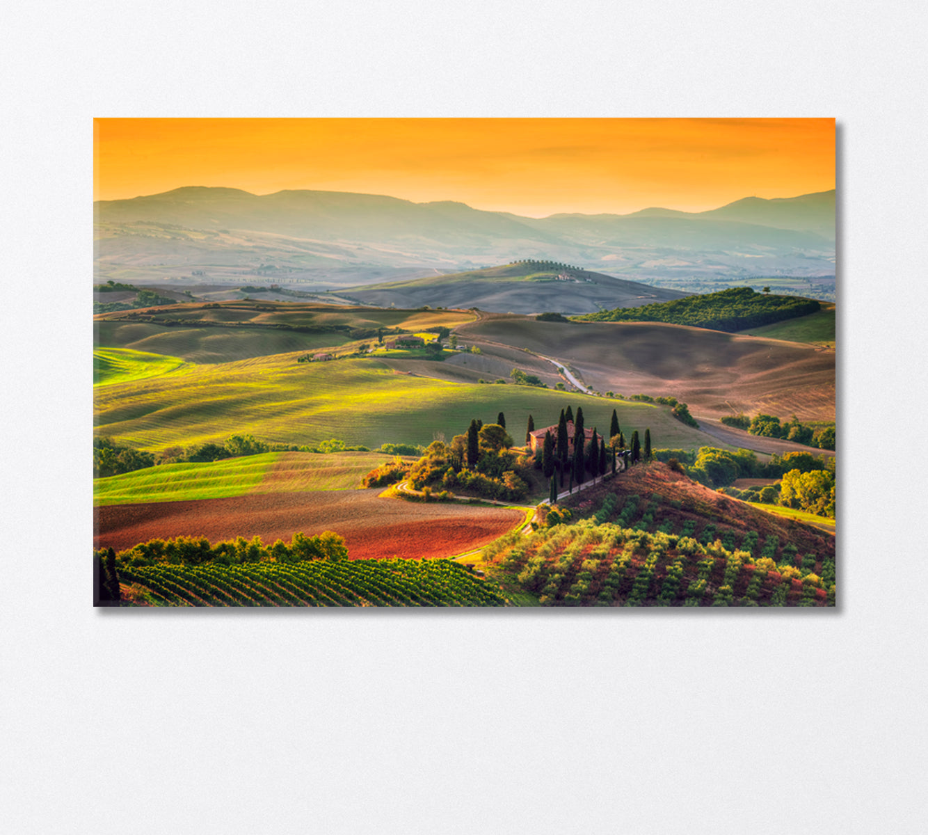 Tuscany Landscape at Sunrise Italy Canvas Print-Canvas Print-CetArt-1 Panel-24x16 inches-CetArt