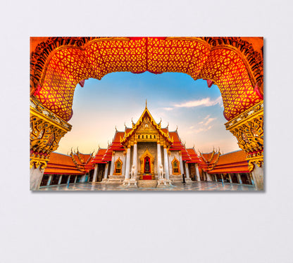 Marble Temple Wat Benchamabophit Dusitwanaram Bangkok Canvas Print-Canvas Print-CetArt-1 Panel-24x16 inches-CetArt