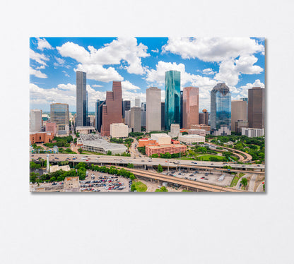 Houston Cityscape with Highway Traffic USA Canvas Print-Canvas Print-CetArt-1 Panel-24x16 inches-CetArt