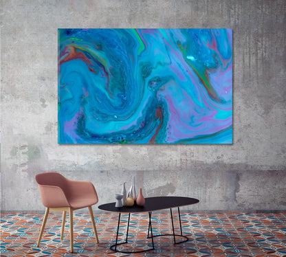 Abstract Blue Contemporary Waves Canvas Print-Canvas Print-CetArt-1 Panel-24x16 inches-CetArt