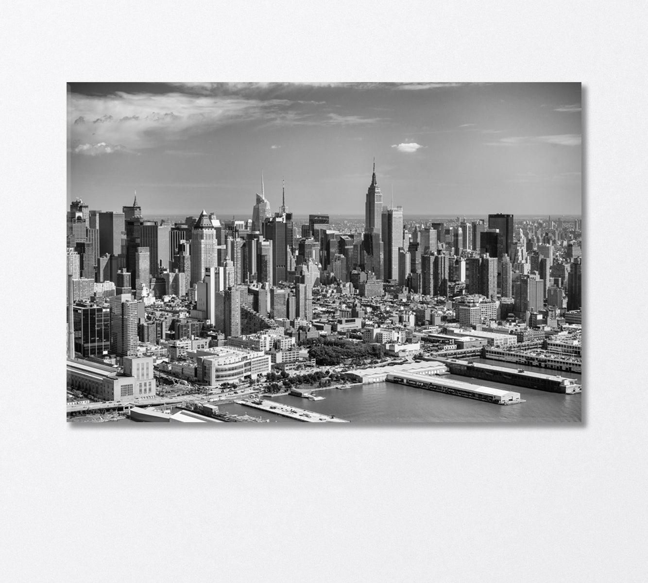 Manhattan New York in Black and White Canvas Print-Canvas Print-CetArt-1 Panel-24x16 inches-CetArt