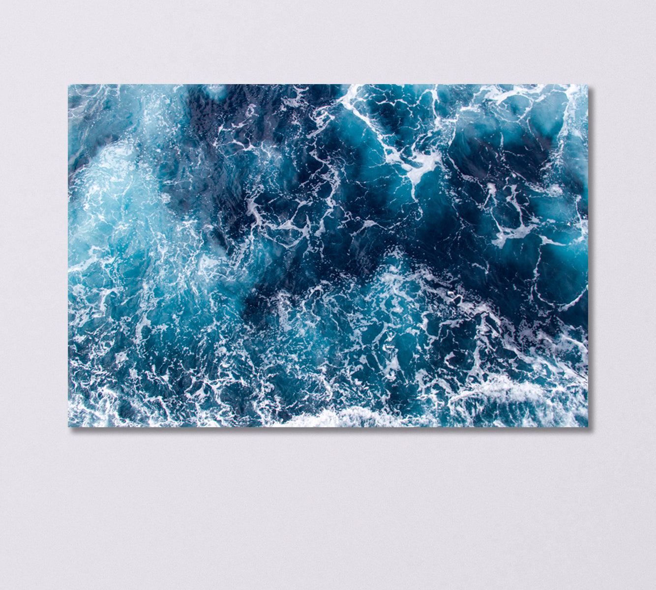 Blue Sea Waves with Foam Canvas Print-Canvas Print-CetArt-1 Panel-24x16 inches-CetArt