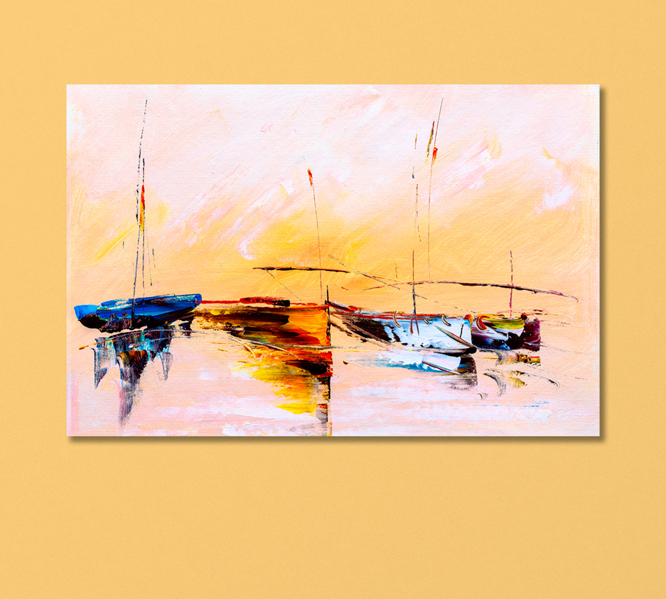 Four Watercolor Abstract Sailing Boats Canvas Print-Canvas Print-CetArt-1 Panel-24x16 inches-CetArt