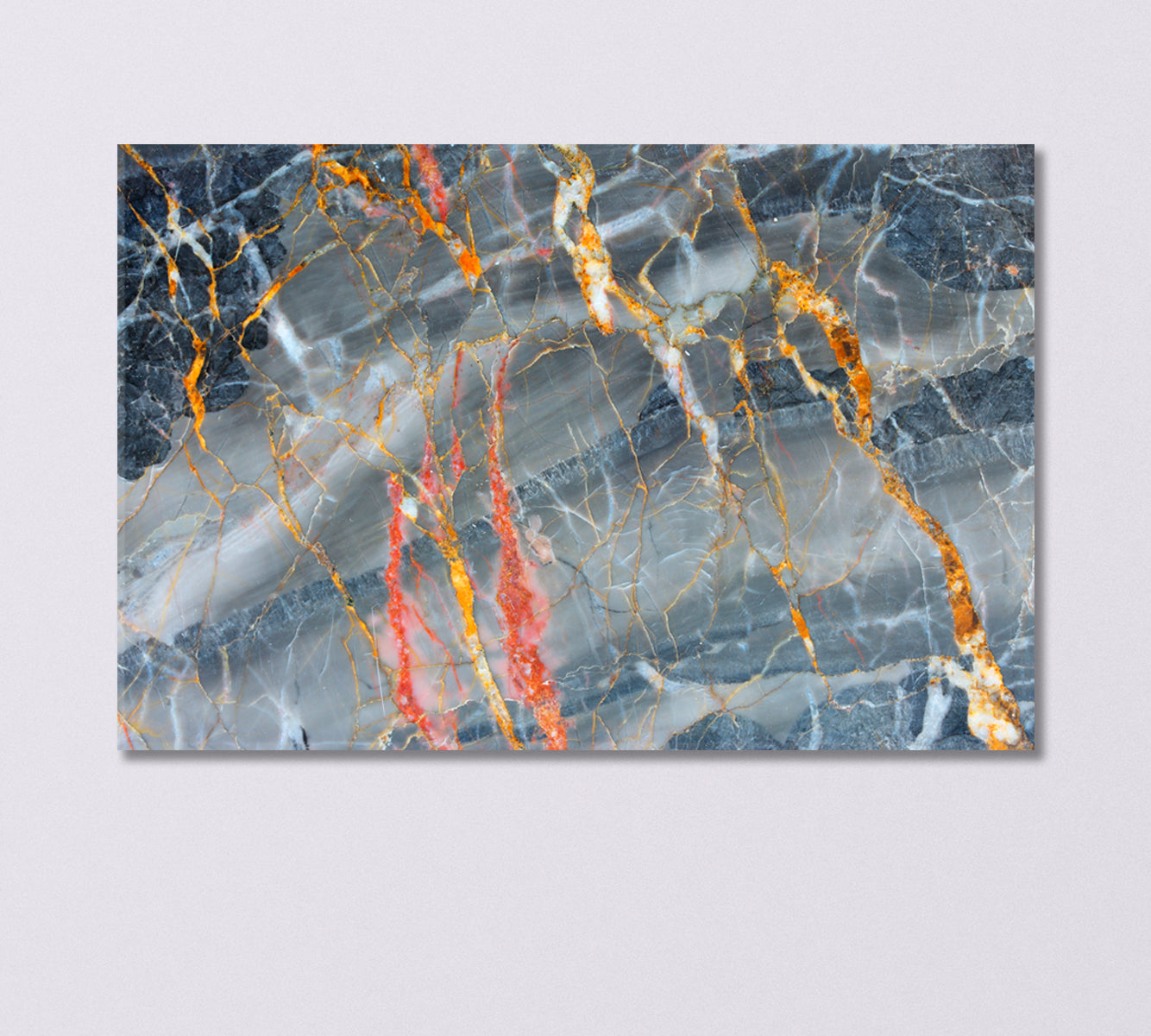 Gray Marble with Yellow and Red Strokes Canvas Print-Canvas Print-CetArt-1 Panel-24x16 inches-CetArt