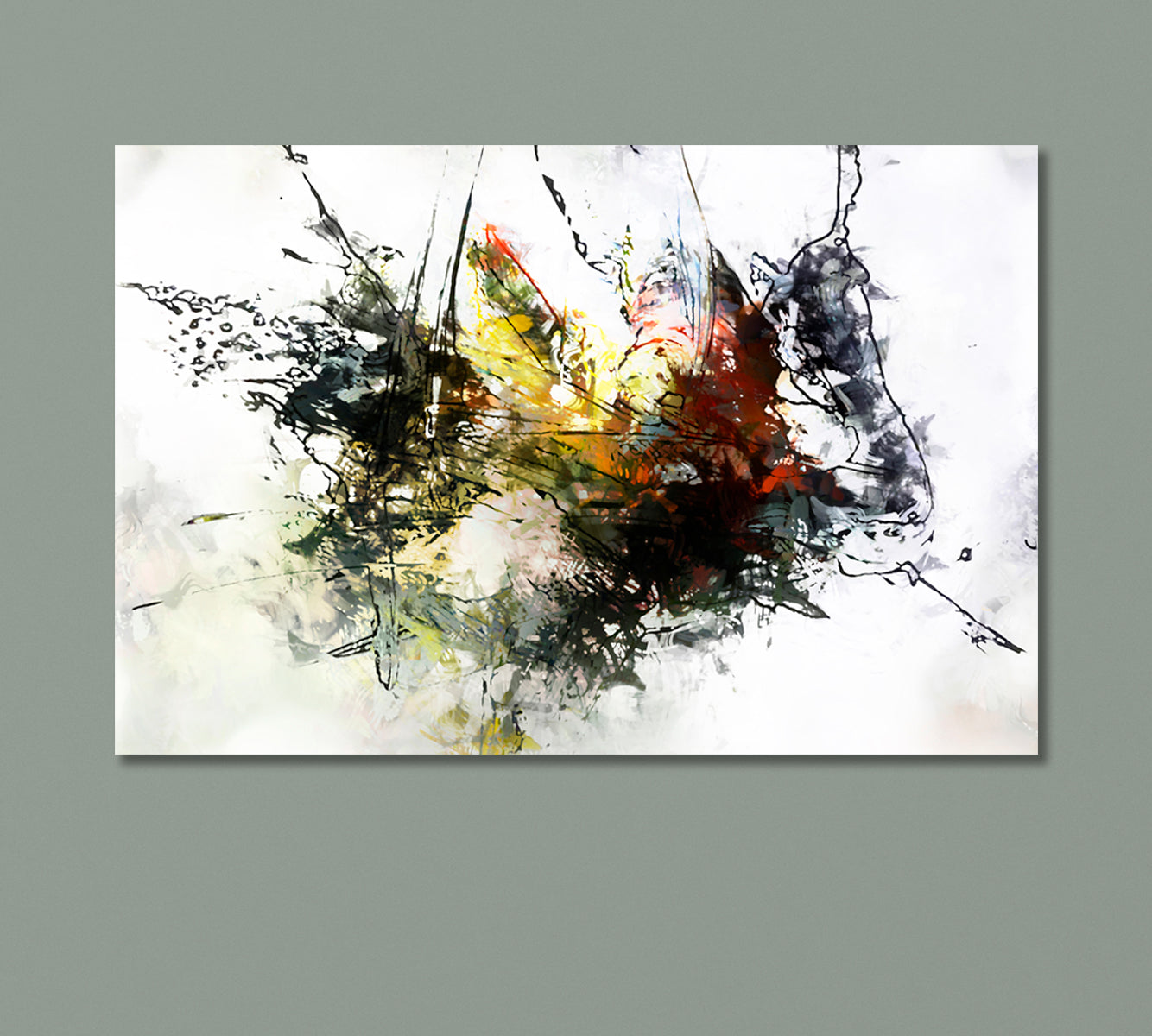 Splashing Yellow Black and Red Ink Canvas Print-Canvas Print-CetArt-1 Panel-24x16 inches-CetArt