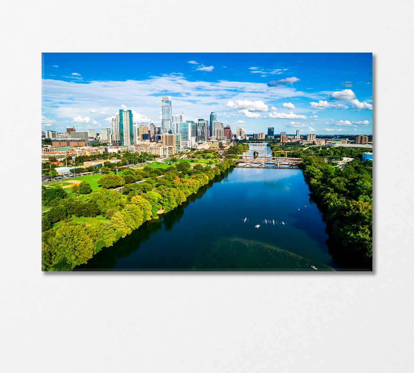 Austin City and Lake Colorado Canvas Print-Canvas Print-CetArt-1 Panel-24x16 inches-CetArt