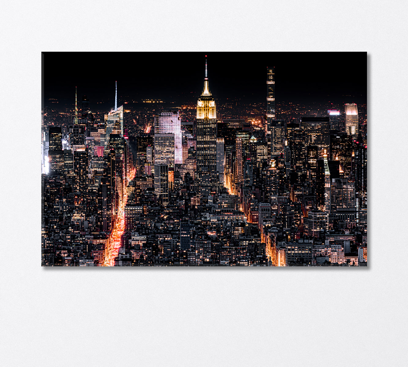 Night New York with Illuminated Avenues Canvas Print-Canvas Print-CetArt-1 Panel-24x16 inches-CetArt