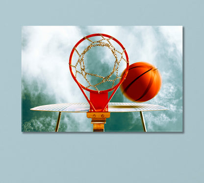 Basketball Ball Flies into a Ring Canvas Print-Canvas Print-CetArt-1 Panel-24x16 inches-CetArt