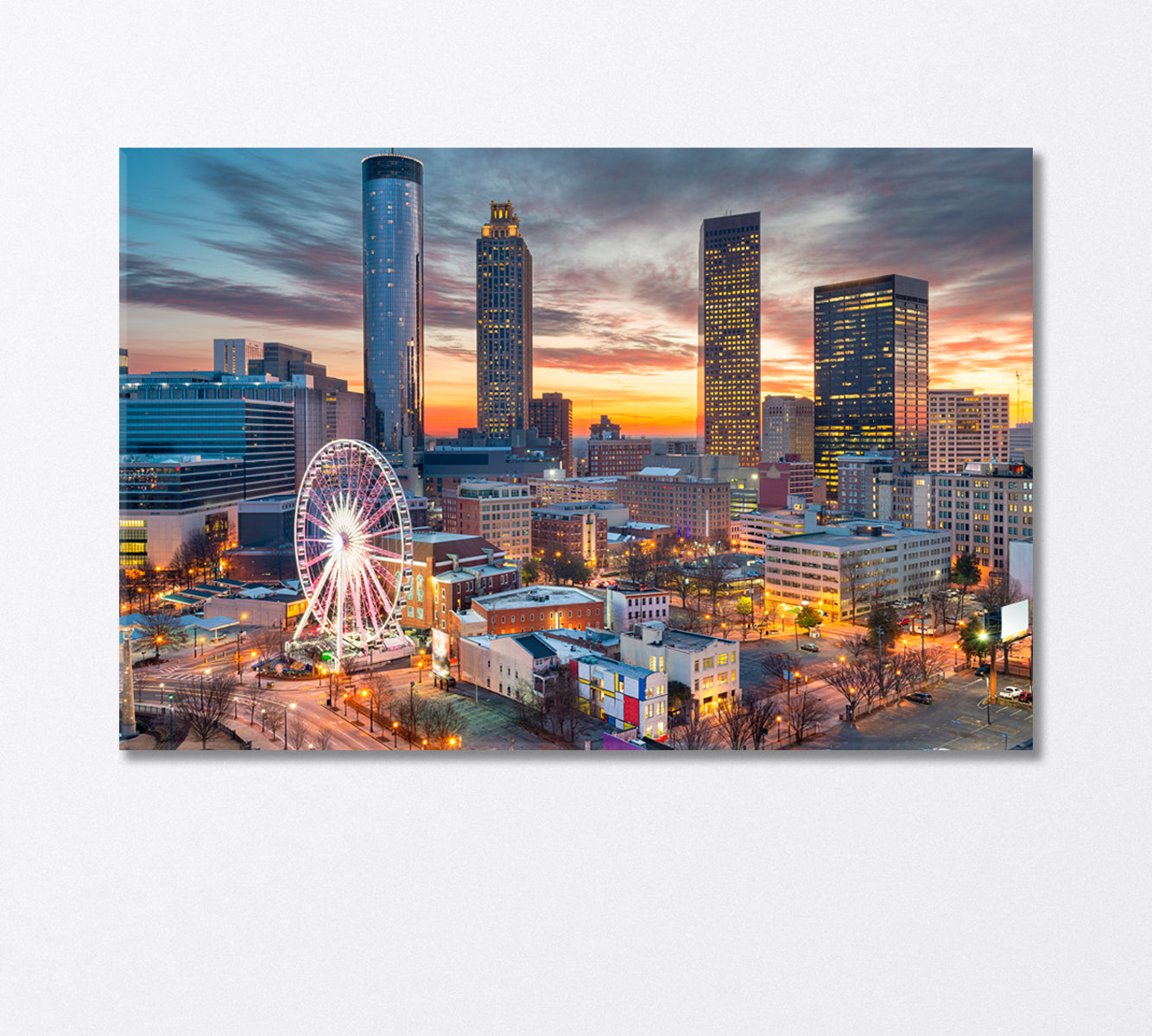 Atlanta City Lights at Dusk Georgia USA Canvas Print-Canvas Print-CetArt-1 Panel-24x16 inches-CetArt