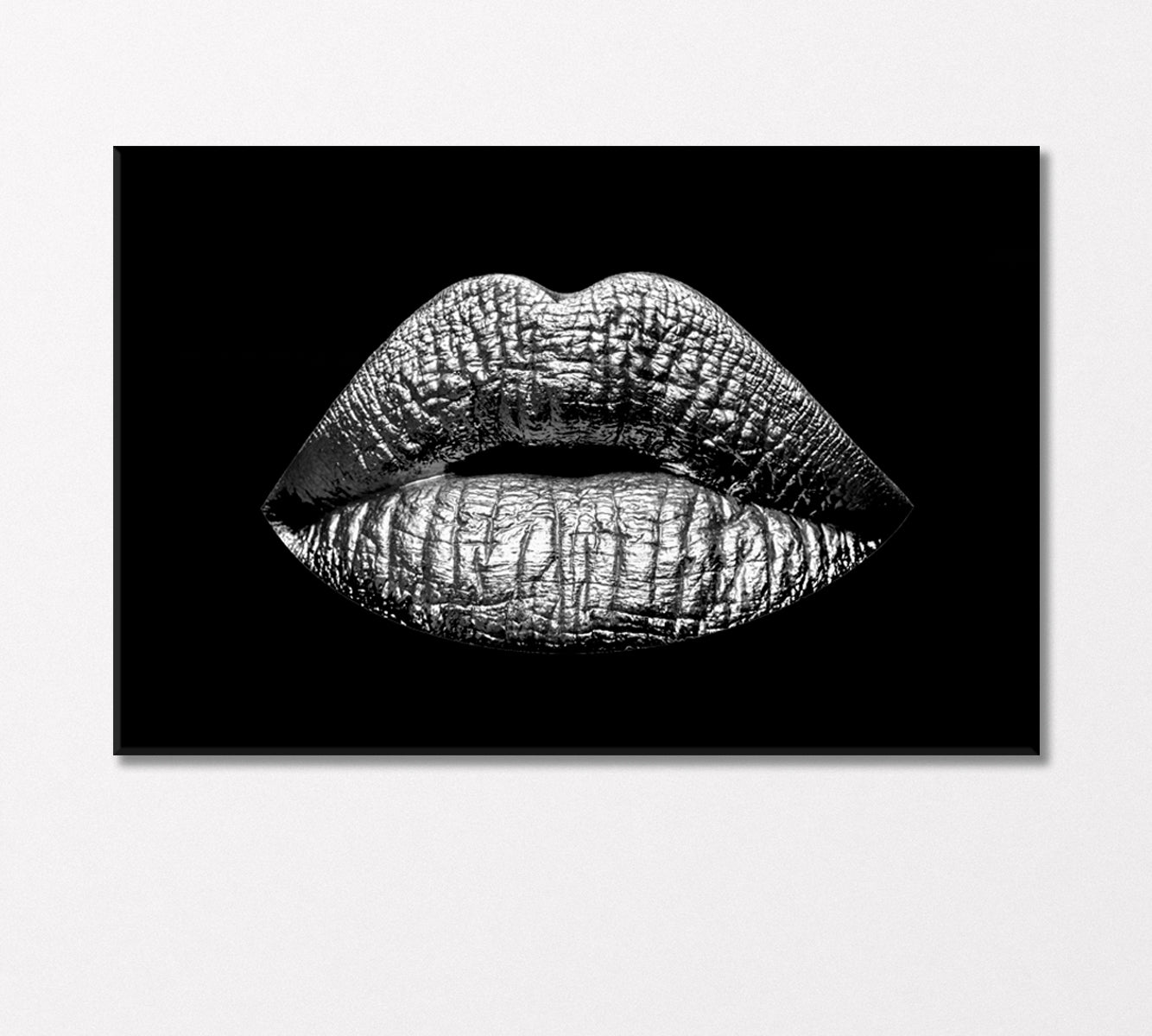 Abstract Black and White Lips Canvas Print-Artwork-CetArt-1 Panel-24x16 inches-CetArt