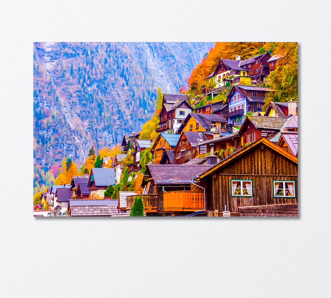 Beautiful Wooden Houses in Austria Canvas Print-Canvas Print-CetArt-1 Panel-24x16 inches-CetArt