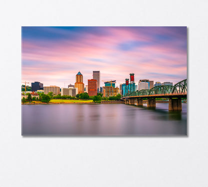 Portland Oregon on the Willamette River Canvas Print-Canvas Print-CetArt-1 Panel-24x16 inches-CetArt