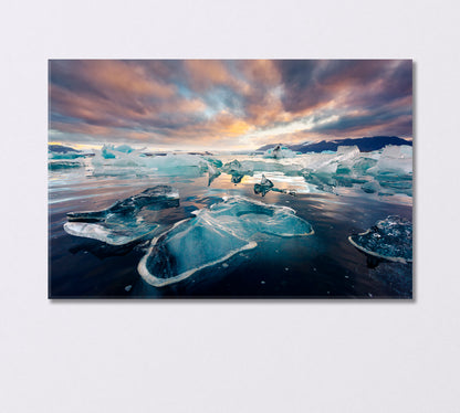 Icebergs in Jokulsarlon Glacial Lagoon Southeast Iceland Canvas Print-Canvas Print-CetArt-1 Panel-24x16 inches-CetArt