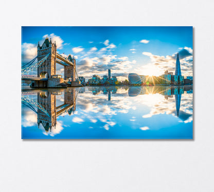 Sunset Over Tower Bridge and River Thames London Canvas Print-Canvas Print-CetArt-1 Panel-24x16 inches-CetArt