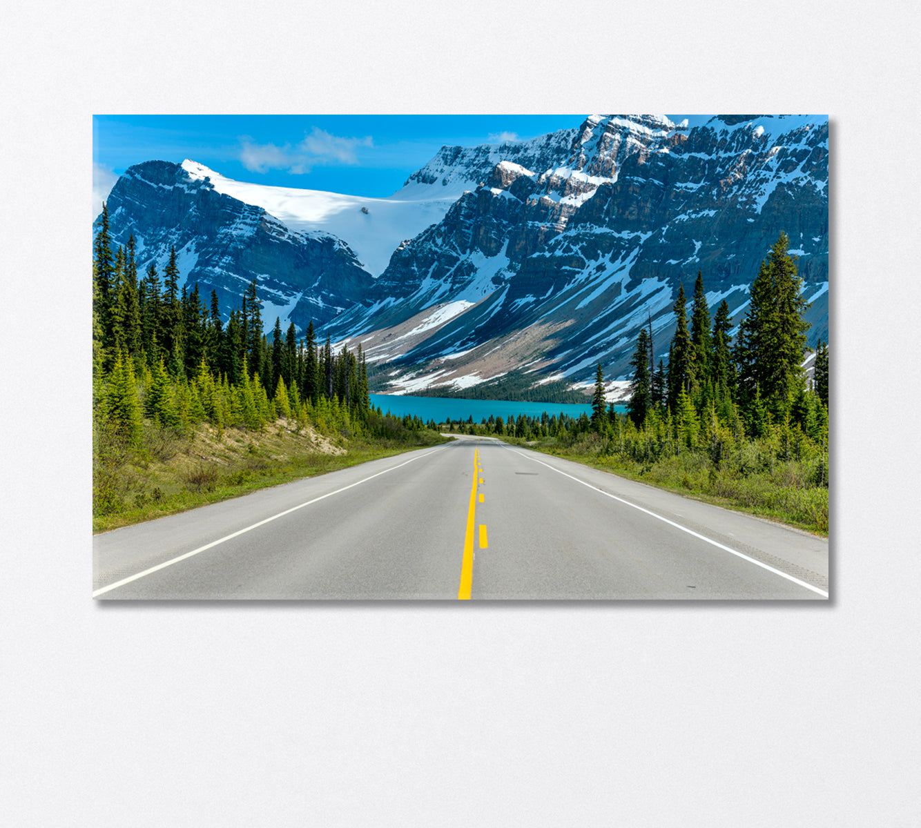 Road to the Rocky Snow Сapped Mountains Banff Park Canada Canvas Print-Canvas Print-CetArt-1 Panel-24x16 inches-CetArt