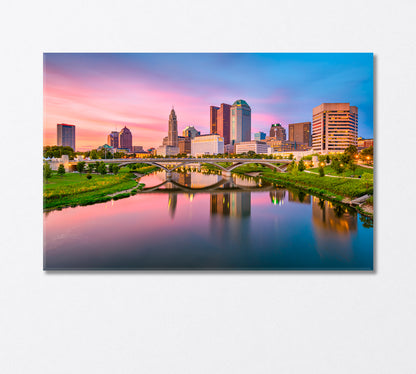 Columbus City on the Sayoto River USA Canvas Print-Canvas Print-CetArt-1 Panel-24x16 inches-CetArt