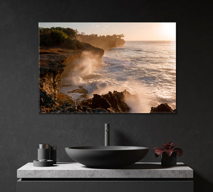 Rocky Сoast With Raging Waves Canvas Print-Canvas Print-CetArt-1 Panel-24x16 inches-CetArt