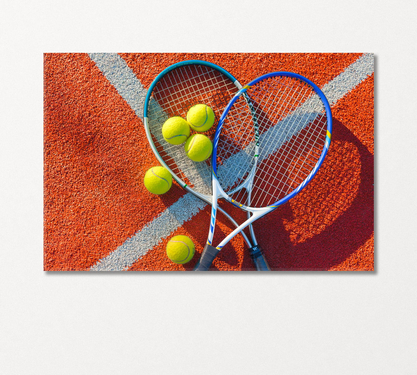 Pair of Tennis Rackets and Five Balls Canvas Print-Canvas Print-CetArt-1 Panel-24x16 inches-CetArt