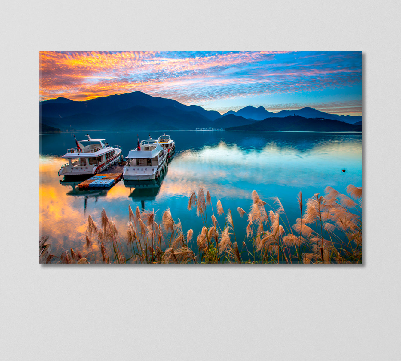 Two Motor Boats on the River Under the Dramatic Sky Canvas Print-Canvas Print-CetArt-1 Panel-24x16 inches-CetArt