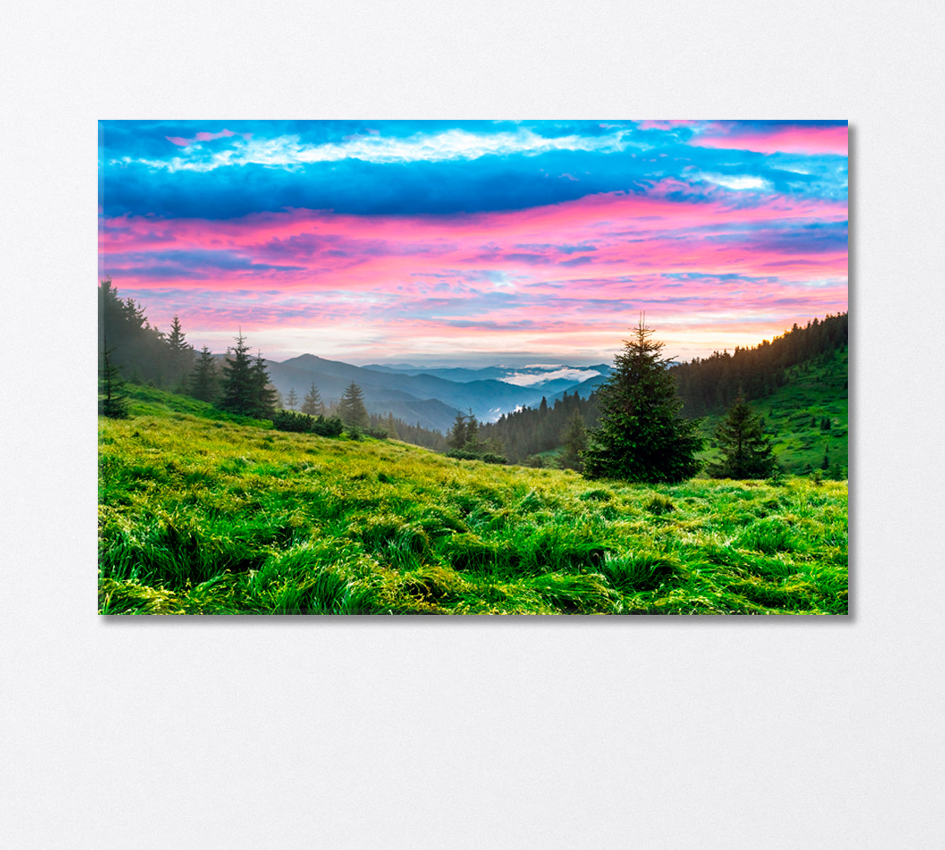 Mountain Glade During Beautiful Sunset Canvas Print-Canvas Print-CetArt-1 Panel-24x16 inches-CetArt