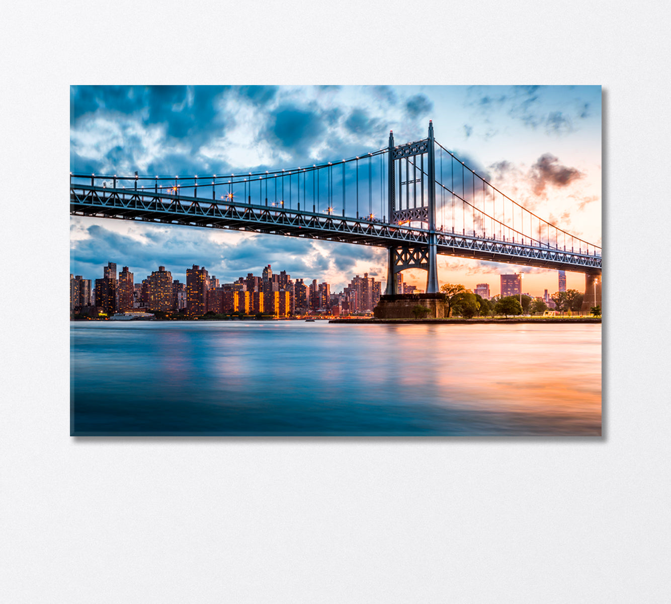 Triborough Bridge at Sunset in Queens New York Canvas Print-Canvas Print-CetArt-1 Panel-24x16 inches-CetArt