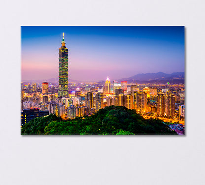 Taipei City at Dusk Taiwan Canvas Print-Canvas Print-CetArt-1 Panel-24x16 inches-CetArt