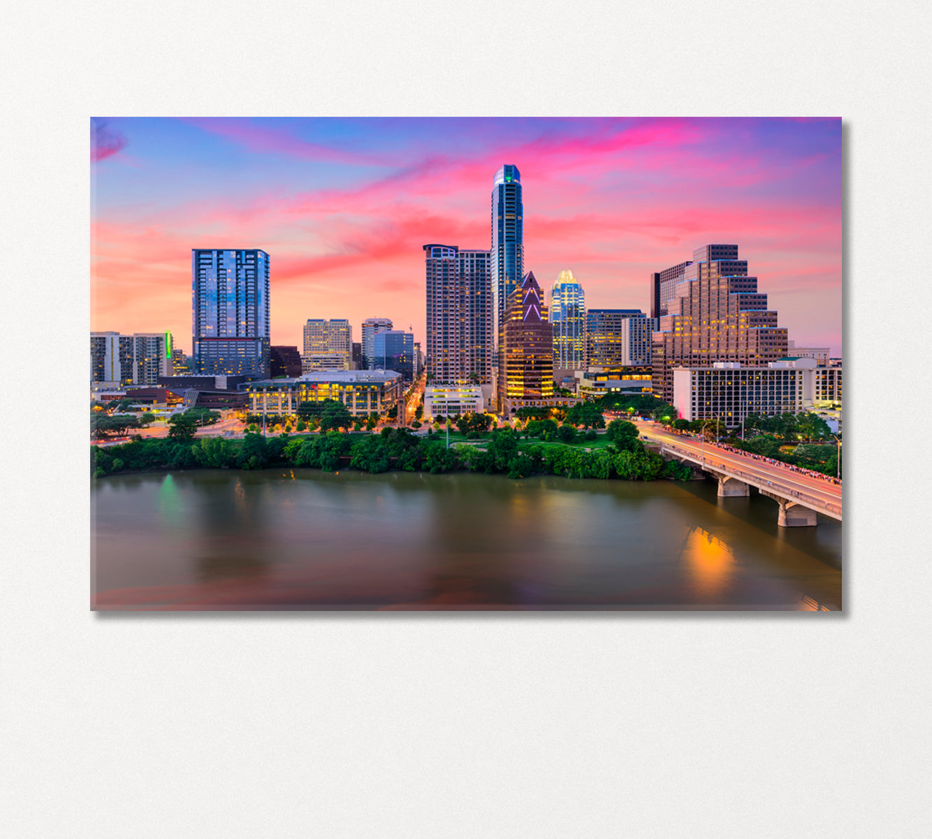 Austin City Skyline at Sunset USA Canvas Print-Canvas Print-CetArt-1 Panel-24x16 inches-CetArt