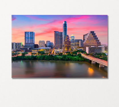 Austin City Skyline at Sunset USA Canvas Print-Canvas Print-CetArt-1 Panel-24x16 inches-CetArt