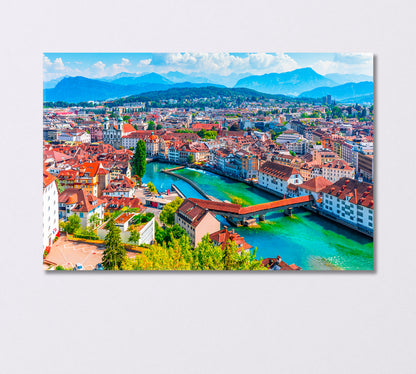 Scenic Panorama the Old Town of Lucerne Switzerland Canvas Print-Canvas Print-CetArt-1 Panel-24x16 inches-CetArt