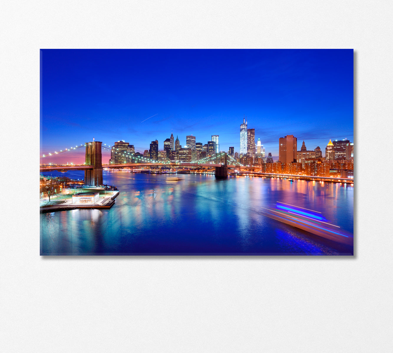 Lower Manhattan from Above the East River in New York Canvas Print-Canvas Print-CetArt-1 Panel-24x16 inches-CetArt