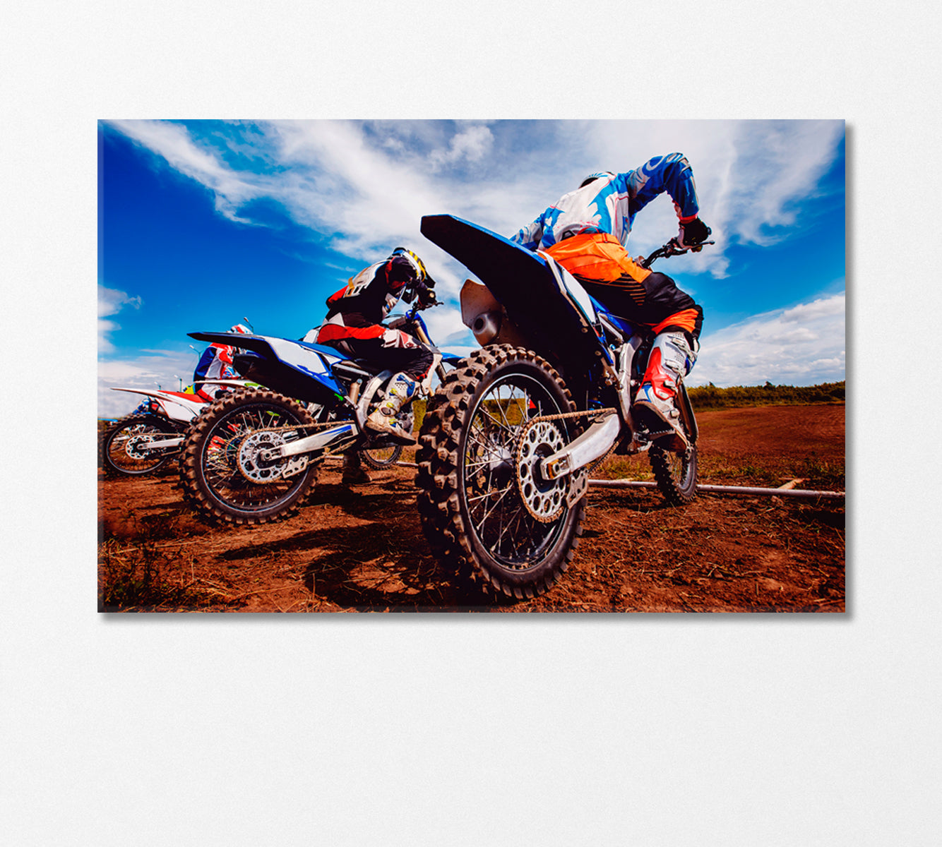 Bikers at Start Before Motocross Canvas Print-Canvas Print-CetArt-1 Panel-24x16 inches-CetArt