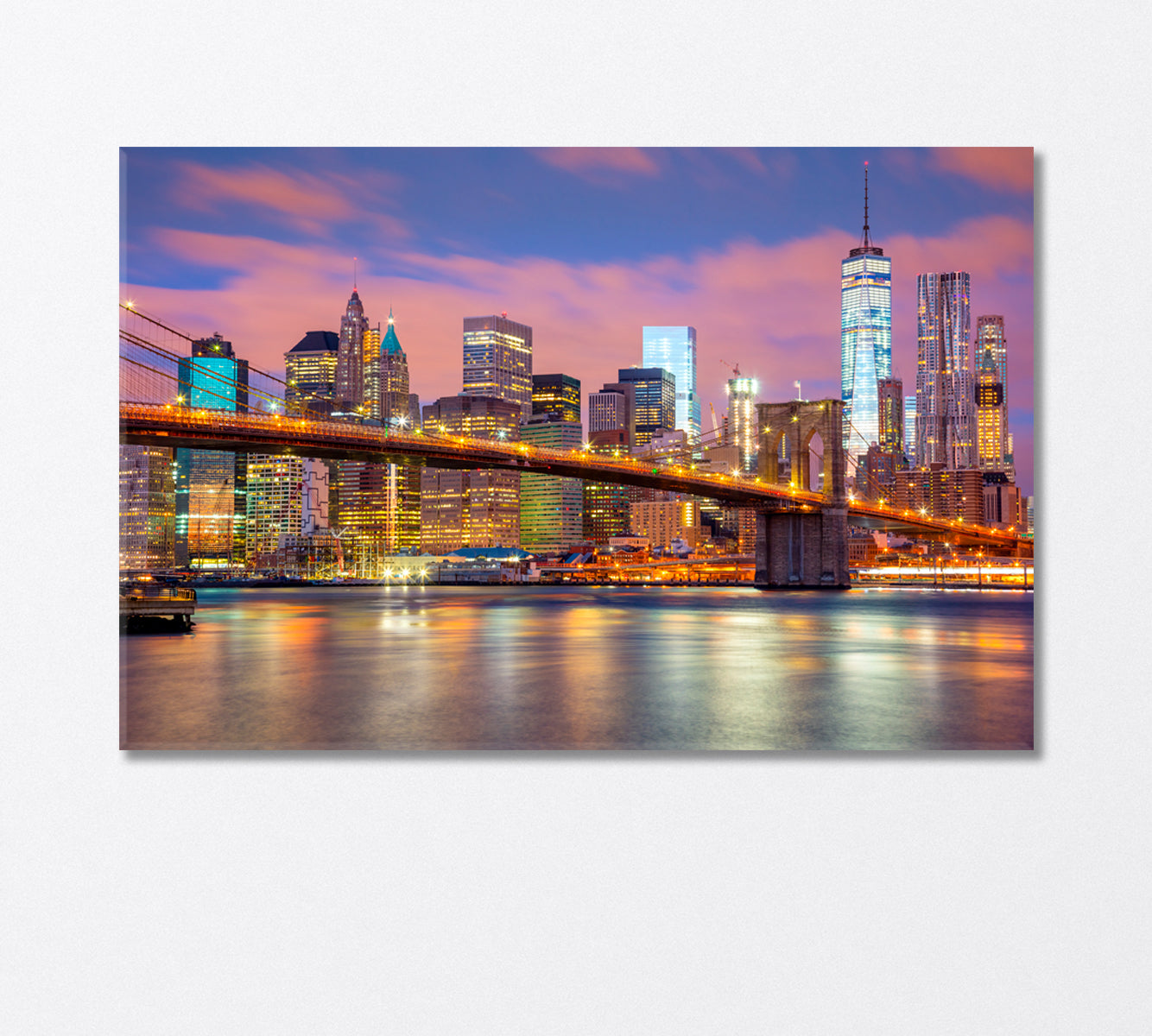 Manhattan Skyscrapers and Brooklyn Bridge Canvas Print-Canvas Print-CetArt-1 Panel-24x16 inches-CetArt