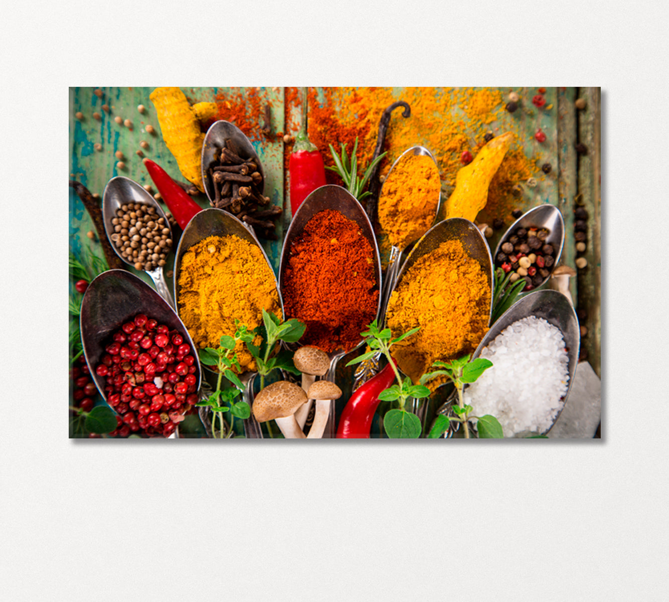 Assorted Spices in Tablespoons Canvas Print-CetArt-1 Panel-24x16 inches-CetArt