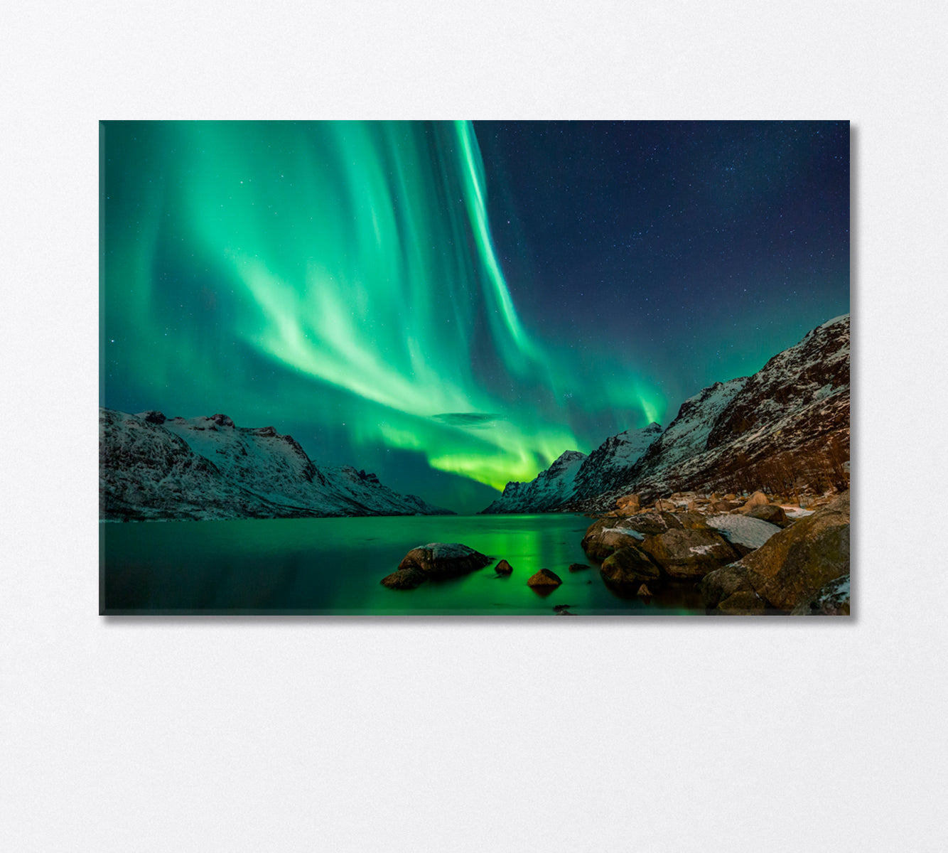 Northern Lights over the Rocky Coast Canvas Print-Canvas Print-CetArt-1 Panel-24x16 inches-CetArt