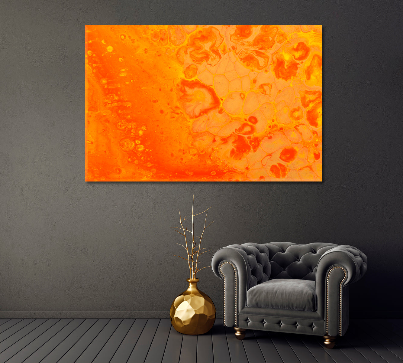 Abstract Bright Orange Watercolor Pattern Canvas Print-Canvas Print-CetArt-1 Panel-24x16 inches-CetArt