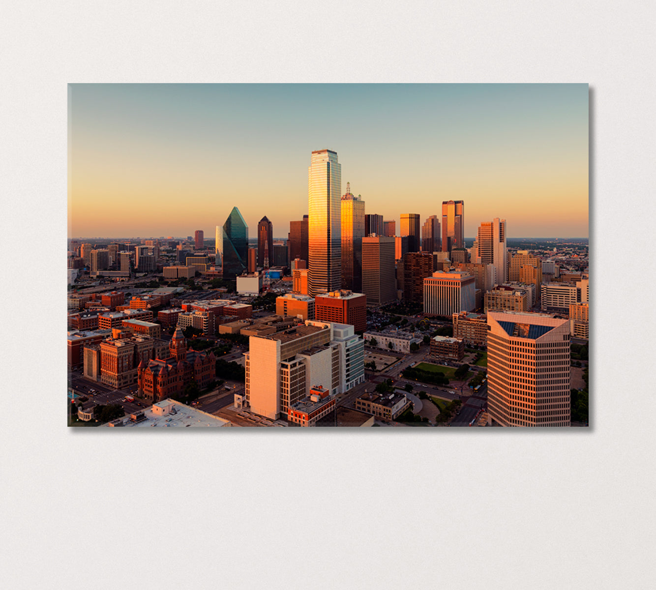 Dallas Cityscape at Sunset USA Canvas Print-Canvas Print-CetArt-1 Panel-24x16 inches-CetArt