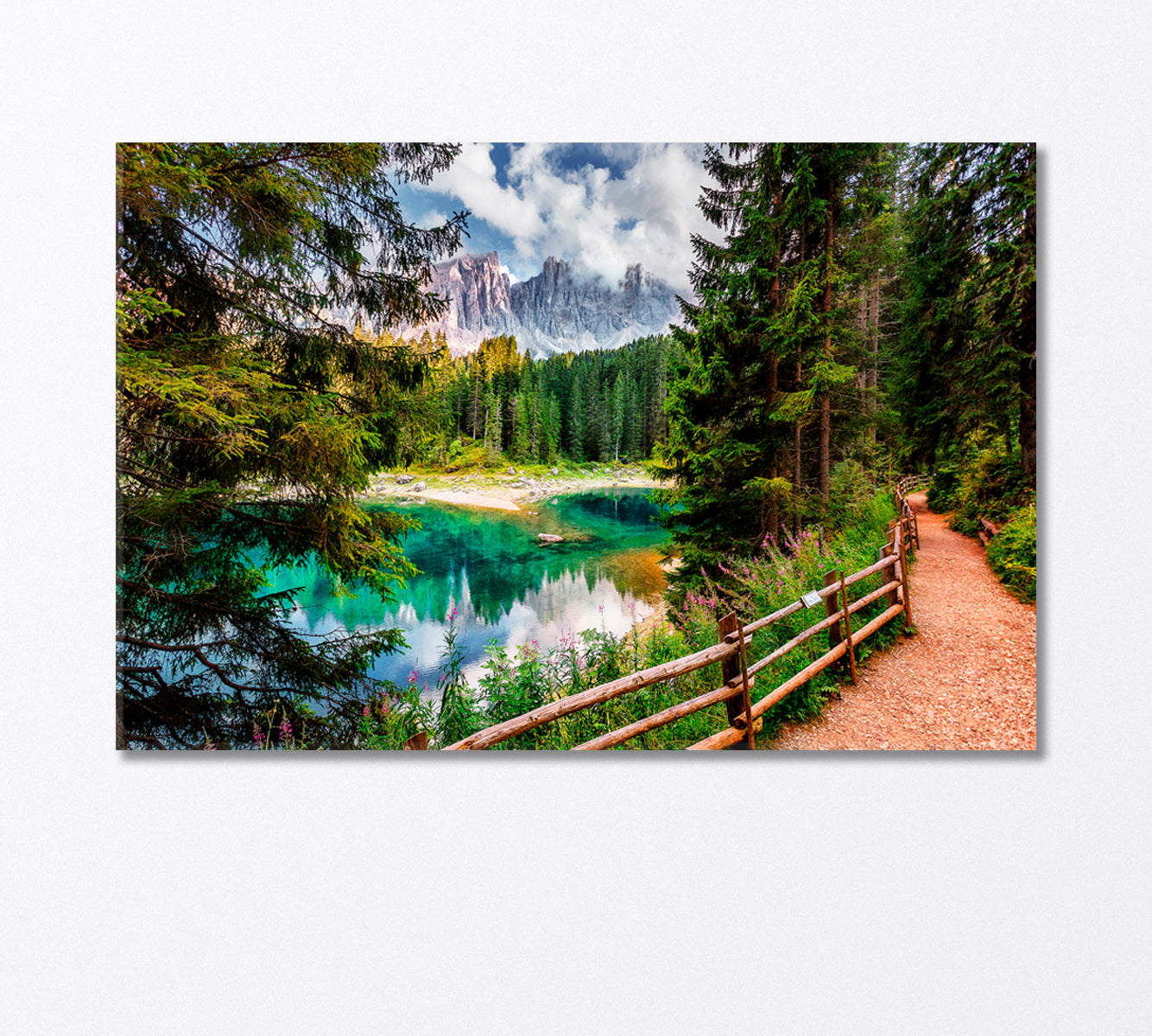 Emerald Lake Lago di Carezza Dolomites Italy Canvas Print-Canvas Print-CetArt-1 Panel-24x16 inches-CetArt