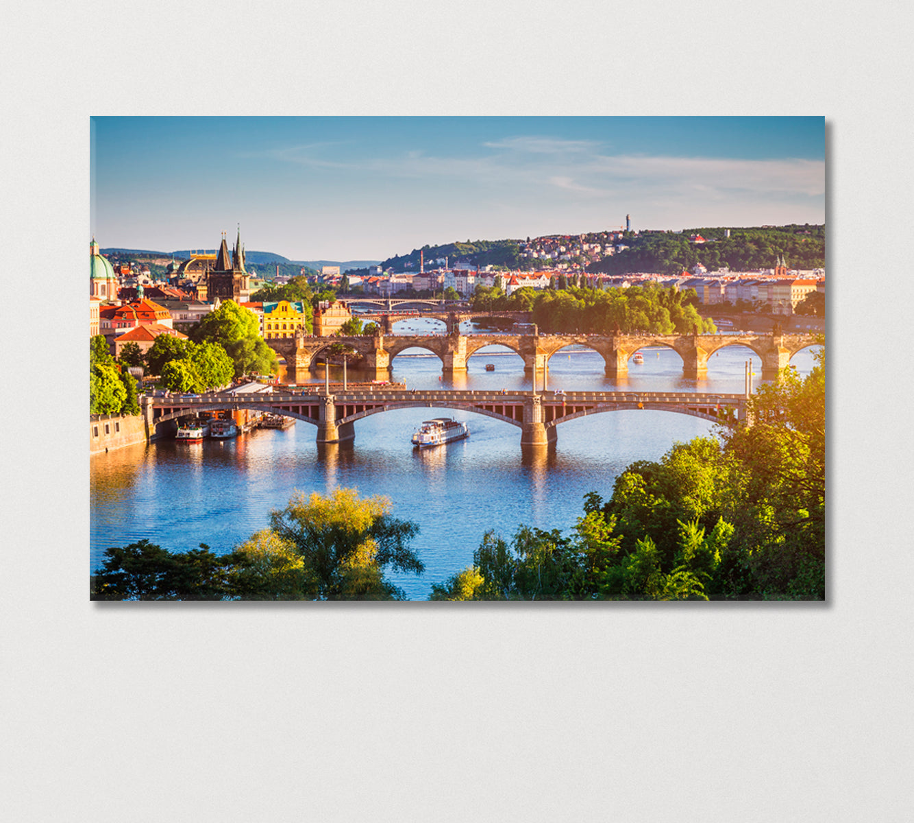 Charles Bridge at Sunset Prague Canvas Print-Canvas Print-CetArt-1 Panel-24x16 inches-CetArt